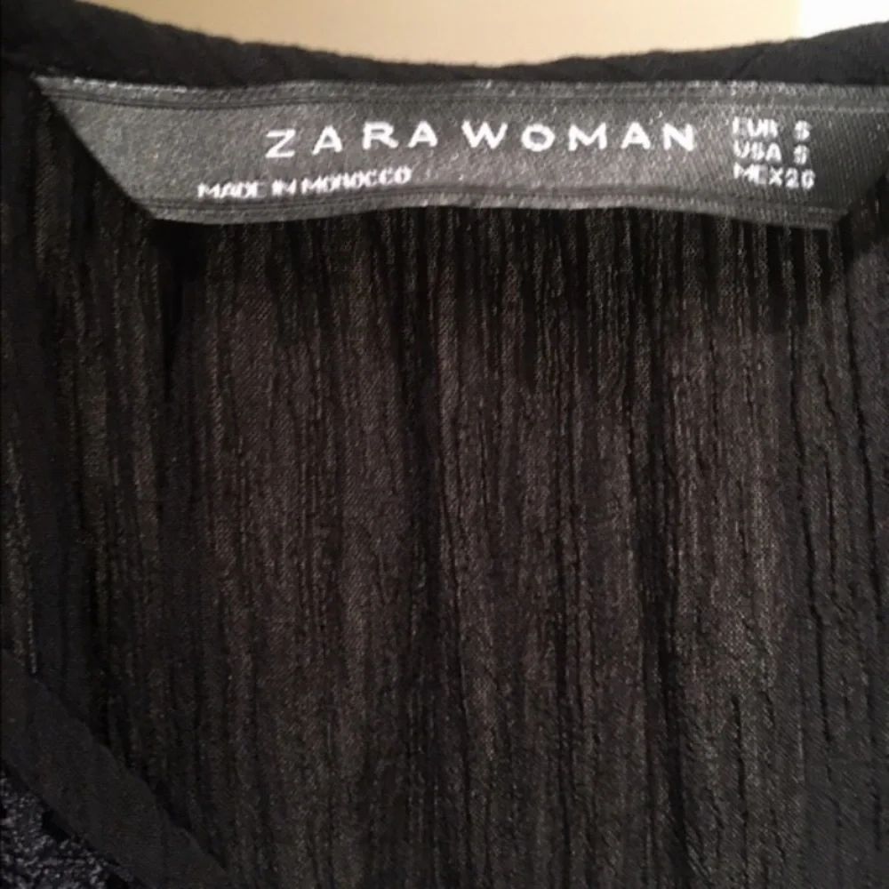 ZARA Black Lace & Tie-Front Blouse - Picture 4 of 5